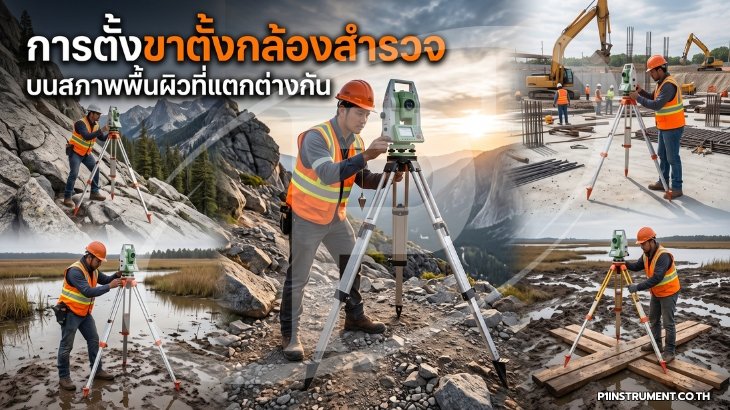 การตั้งขาตั้งกล้องสำรวจ บนสภาพพื้นผิวที่แตกต่างกัน
