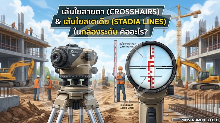 เส้นใยสายตา (Crosshairs) และเส้นใยสเตเดีย (Stadia Lines) ในกล้องระดับ คืออะไร?