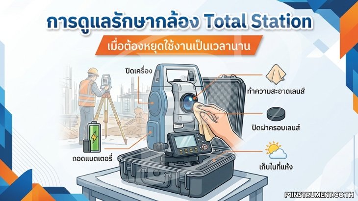 การดูแลรักษากล้อง Total Station เมื่อต้องหยุดใช้งานเป็นเวลานาน
