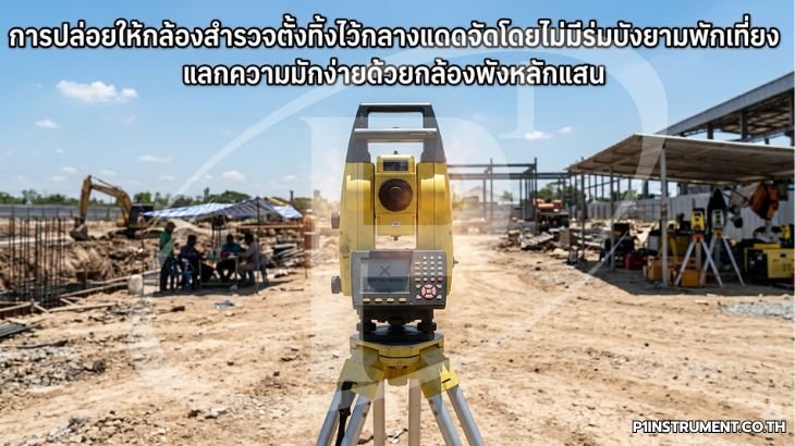กล้องสำรวจตั้งทิ้งไว้กลางแดดจัดโดยไม่มีร่มบังยามพักเที่ยง แลกความมักง่ายด้วยกล้องพังหลักแสน