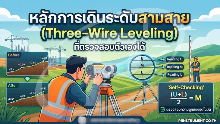 หลักการเดินระดับสามสาย (Three-Wire Leveling) ที่ตรวจสอบตัวเองได้