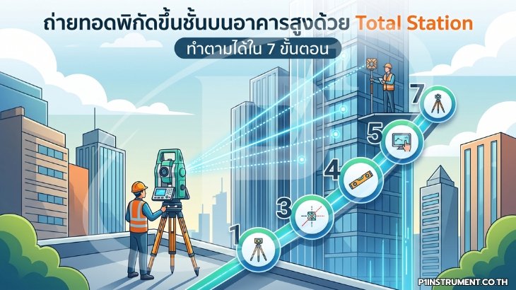 ถ่ายทอดพิกัดขึ้นชั้นบนอาคารสูงด้วย Total Station ทำตามได้ใน 7 ขั้นตอน