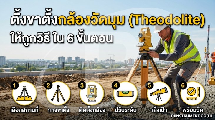 ตั้งขาตั้งกล้องวัดมุม (Theodolite) ให้ถูกวิธี ใน 6 ขั้นตอน