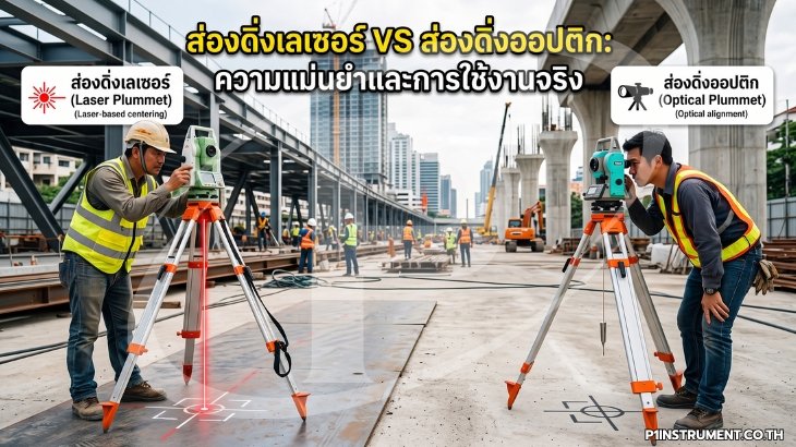 ส่องดิ่งเลเซอร์ (Laser Plummet) vs ส่องดิ่งออปติก (Optical Plummet) บน Tribrach
