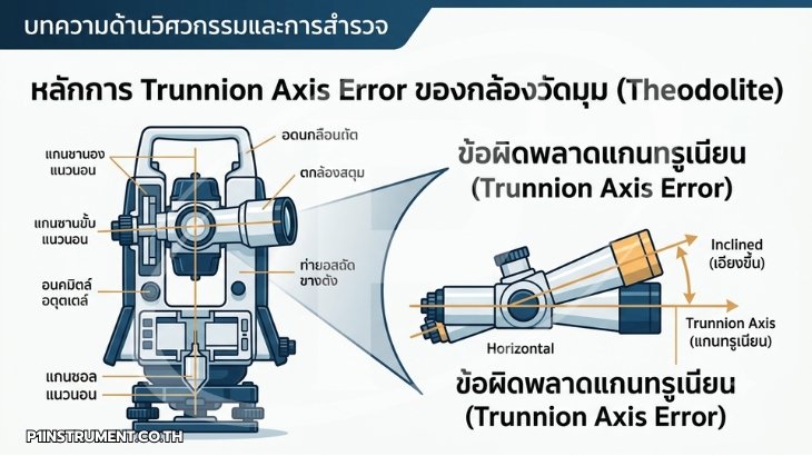 หลักการ Trunnion Axis Error ของกล้องวัดมุม (Theodolite)