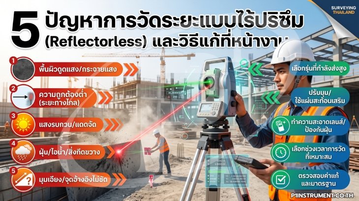 5 ปัญหาการวัดระยะแบบไร้ปริซึม (Reflectorless) และวิธีแก้ที่หน้างาน