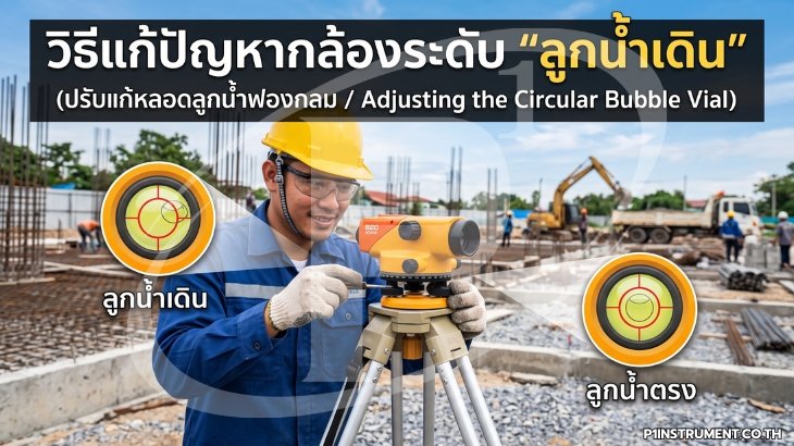 วิธีแก้ปัญหากล้องระดับ "ลูกน้ำเดิน" (ปรับแก้หลอดลูกน้ำฟองกลม)