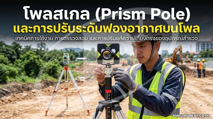 โพลสเกล (Prism Pole) และการปรับระดับฟองอากาศบนโพล