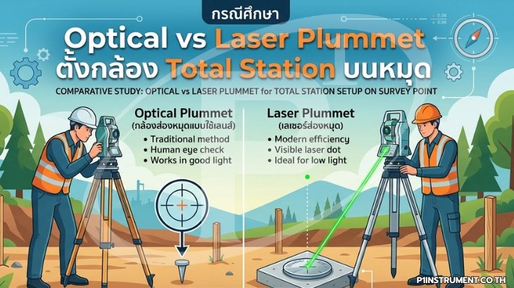 กรณีศึกษา Optical vs Laser Plummet ตั้งกล้อง Total Station บนหมุด
