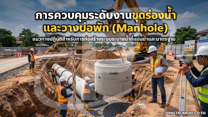 การควบคุมระดับงานขุดร่องน้ำและวางบ่อพัก (Manhole)