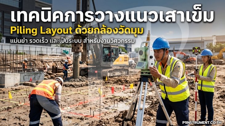 เทคนิคการวางแนวเสาเข็ม (Piling Layout) ด้วยกล้องวัดมุม
