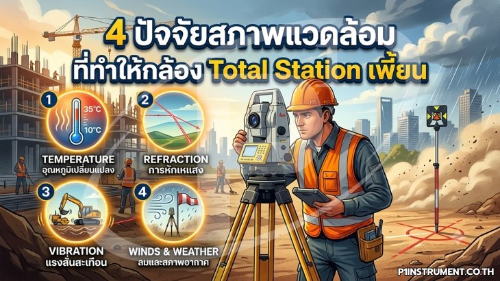 4 ปัจจัยสภาพแวดล้อมที่ทำให้กล้อง Total Station เพี้ยน