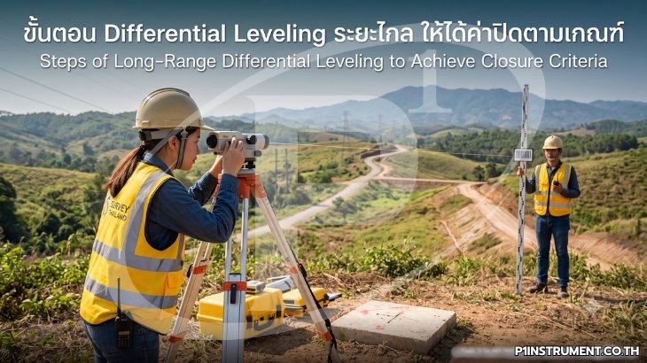 ขั้นตอน Differential Leveling ระยะไกล ให้ได้ค่าปิดตามเกณฑ์