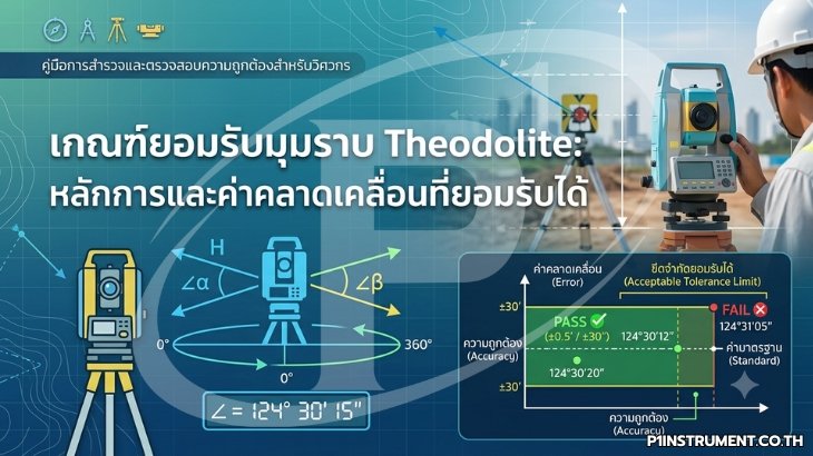 เกณฑ์ยอมรับมุมราบ Theodolite: หลักการและค่าคลาดเคลื่อนที่ยอมรับได้