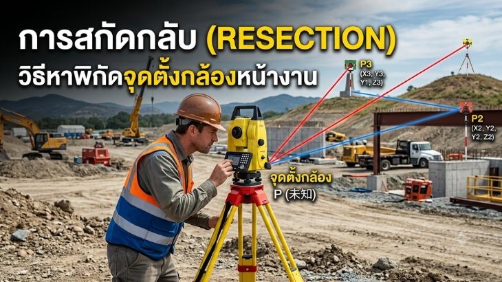 การสกัดกลับ (Resection) วิธีหาพิกัดจุดตั้งกล้องหน้างาน