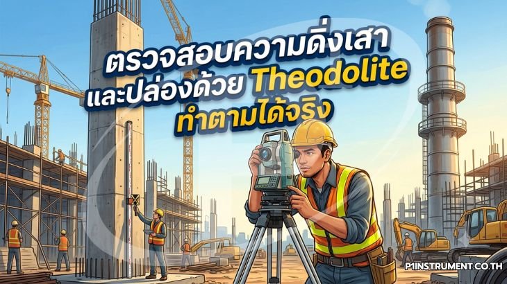 ตรวจสอบความดิ่งเสาและปล่องด้วย Theodolite ทำตามได้จริง