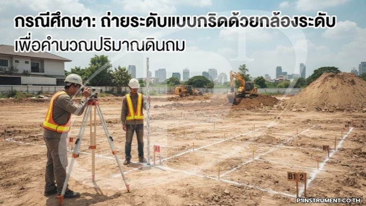 กรณีศึกษา: ถ่ายระดับแบบกริดด้วยกล้องระดับเพื่อคำนวณปริมาณดินถม