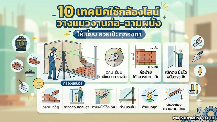 10 เทคนิคใช้กล้องไลน์วางแนวงานก่อ-ฉาบผนังให้เนี้ยบ