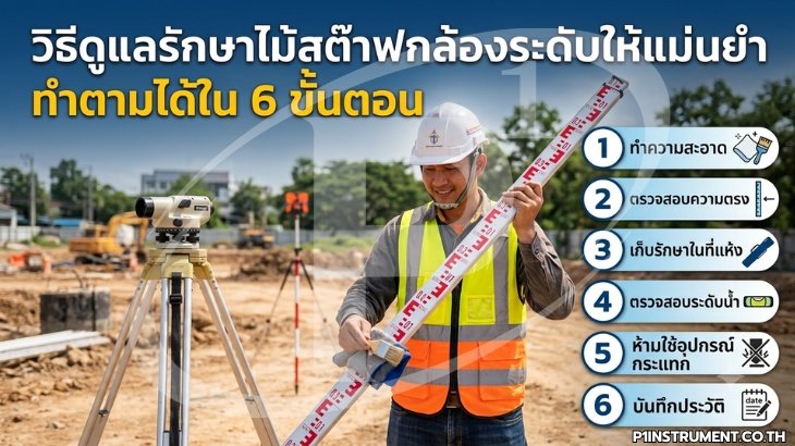 วิธีดูแลรักษาไม้สต๊าฟกล้องระดับให้แม่นยำ ทำตามได้ใน 6 ขั้นตอน