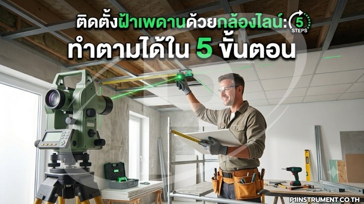 ติดตั้งฝ้าเพดานด้วยกล้องไลน์: ทำตามได้ใน 5 ขั้นตอน
