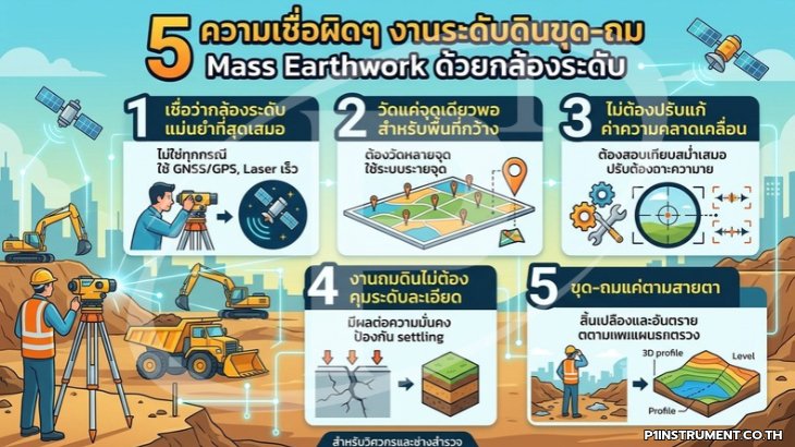 5 ความเชื่อผิดงานระดับดินขุด-ถม Mass Earthwork ด้วยกล้องระดับ
