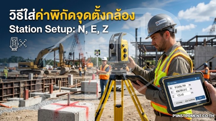 วิธีใส่ค่าพิกัดจุดตั้งกล้อง (Station Setup: N, E, Z)