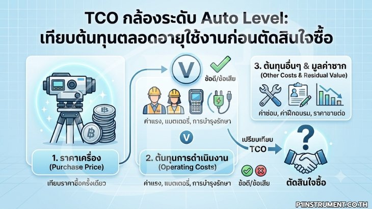 TCO กล้องระดับ Auto Level: เทียบต้นทุนตลอดอายุใช้งานก่อนตัดสินใจซื้อ