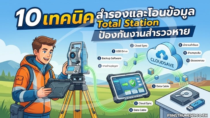 10 เทคนิคสำรองและโอนข้อมูล Total Station ป้องกันงานสำรวจหาย