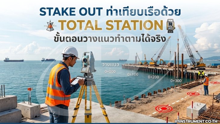 Stake Out ท่าเทียบเรือด้วย Total Station: ขั้นตอนวางแนวทำตามได้จริง