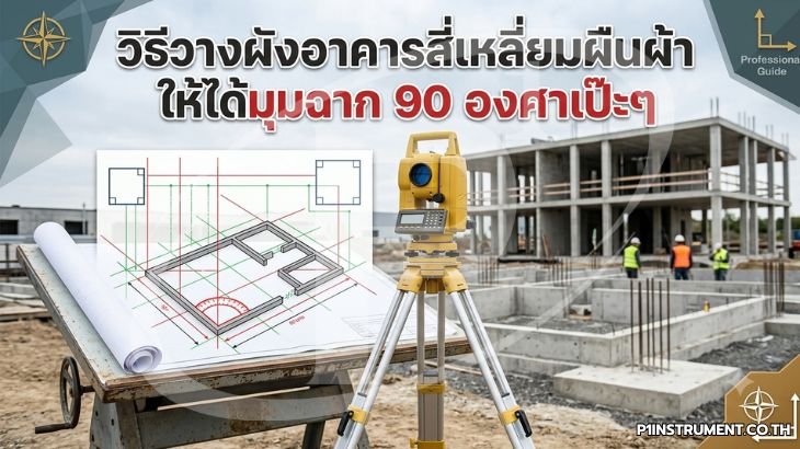  วิธีวางผังอาคารสี่เหลี่ยมผืนผ้าให้ได้มุมฉาก 90 องศาเป๊ะๆ