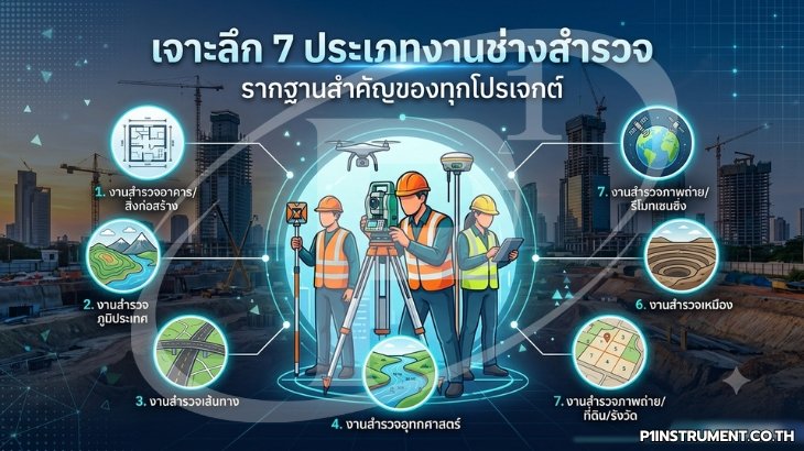เจาะลึก 7 ประเภทงานช่างสำรวจ รากฐานสำคัญของทุกโปรเจกต์