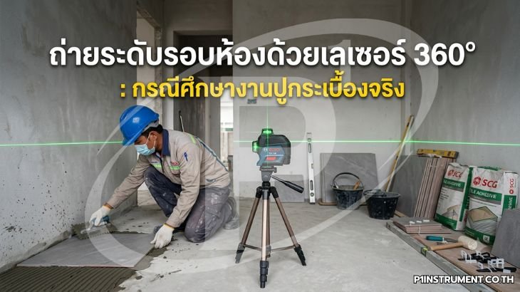 ถ่ายระดับรอบห้องด้วยเลเซอร์ 360° : กรณีศึกษางานปูกระเบื้องจริง