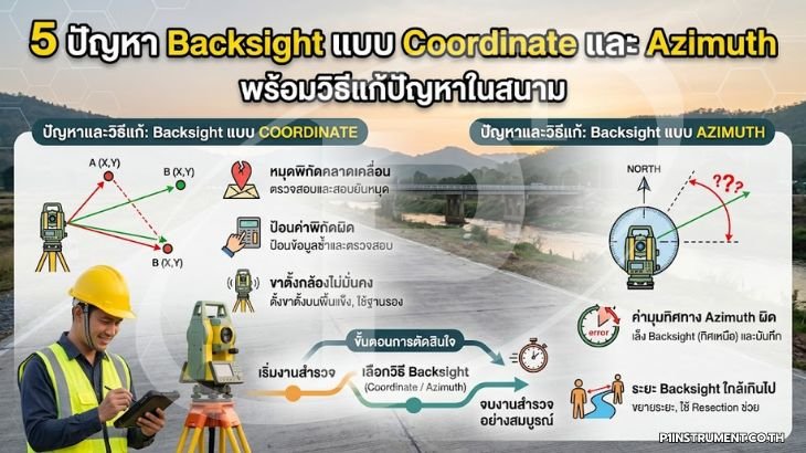 5 ปัญหา Backsight แบบ Coordinate และ Azimuth พร้อมวิธีแก้