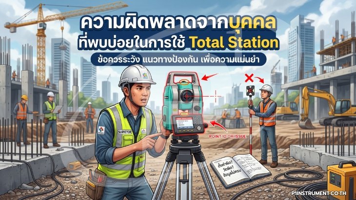 ความผิดพลาดจากบุคคล ที่พบบ่อยในการใช้ Total Station
