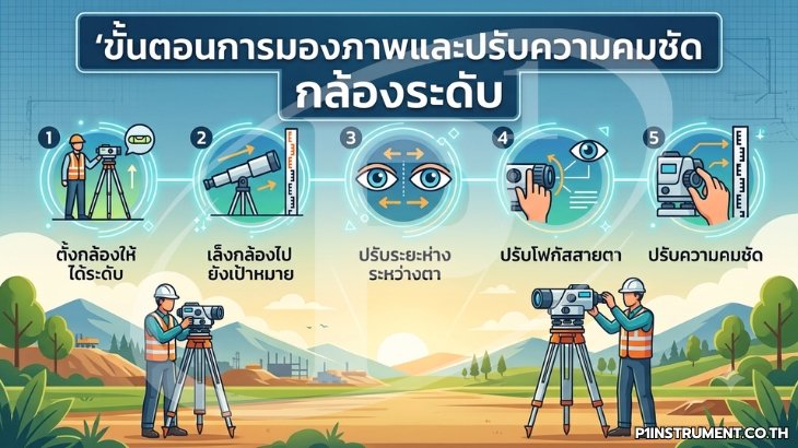 ขั้นตอนการมองภาพและปรับความคมชัดกล้องระดับ (Automatic Level)