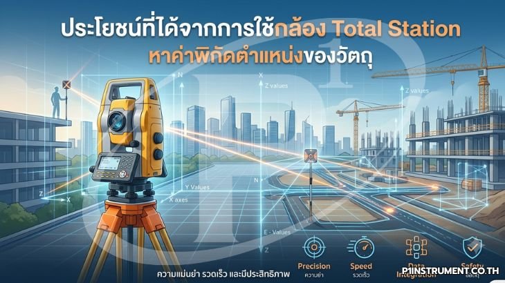 ประโยชน์ที่ได้จากการใช้กล้อง Total Station หาค่าพิกัดตำแหน่งของวัตถุ