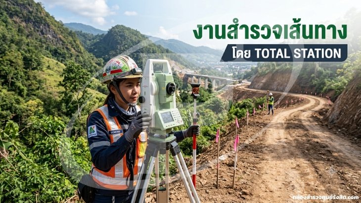 งานสำรวจเส้นทาง โดย TOTAL STATION