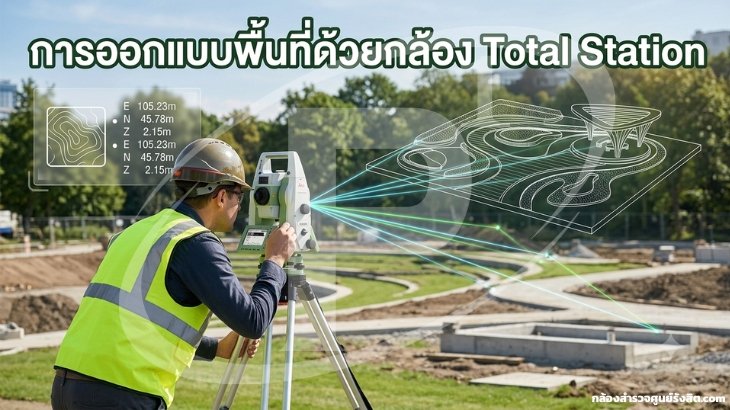 การออกแบบพื้นที่ด้วยกล้อง Total Station