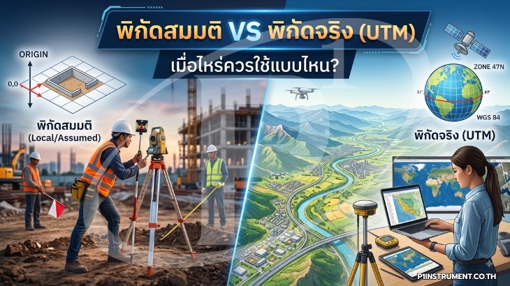 พิกัดสมมติ vs พิกัดจริง (UTM): เมื่อไหร่ควรใช้แบบไหน?