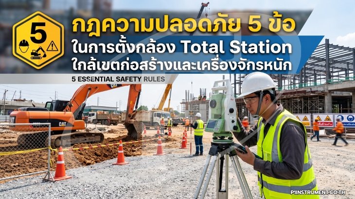 กฎความปลอดภัย 5 ข้อในการตั้งกล้อง Total Station ใกล้เขตก่อสร้างและเครื่องจักรหนัก