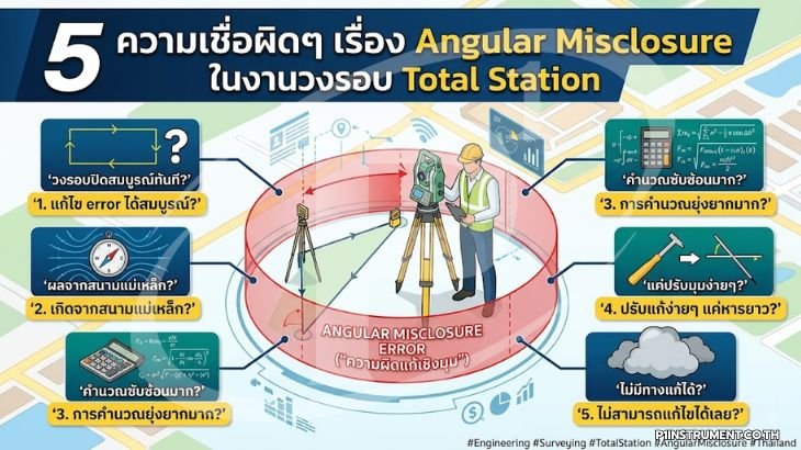 5 ความเชื่อผิดเรื่อง Angular Misclosure ในงานวงรอบ Total Station