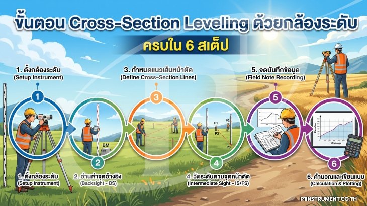 ขั้นตอน Cross-Section Leveling ด้วยกล้องระดับ ครบใน 6 สเต็ป