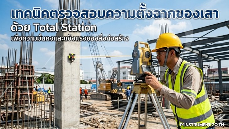 10 เทคนิคตรวจสอบความตั้งฉากของเสาด้วย Total Station