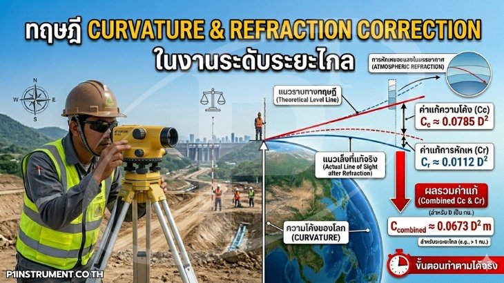 ทฤษฎี Curvature & Refraction Correction ในงานระดับระยะไกล