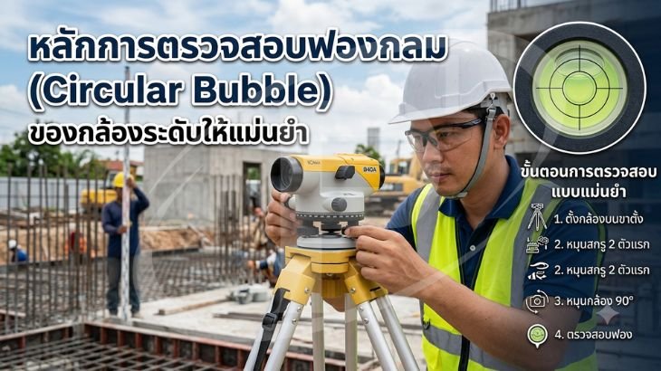 หลักการตรวจสอบฟองกลม (Circular Bubble) ของกล้องระดับให้แม่นยำ