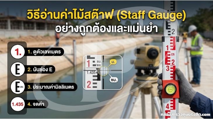 วิธีอ่านค่าไม้สต๊าฟ (Staff Gauge) อย่างถูกต้องและแม่นยำ