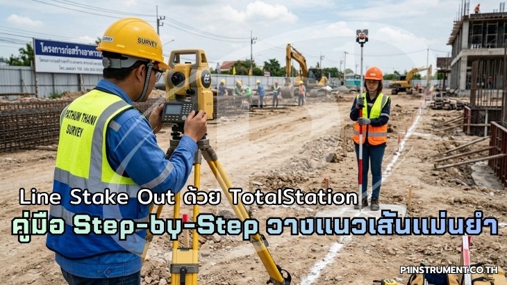 Line Stake Out ด้วย Total Station: คู่มือ Step-by-Step วางแนวเส้นแม่นยำ