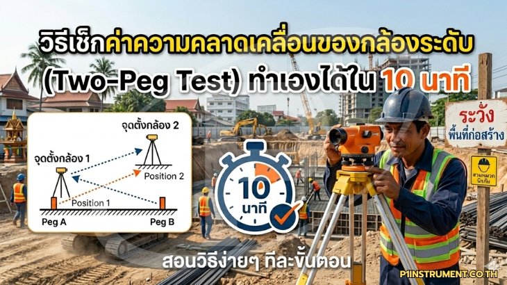 วิธีเช็กค่าความคลาดเคลื่อนของกล้องระดับ (Two-Peg Test) ทำเองได้ใน 10 นาที