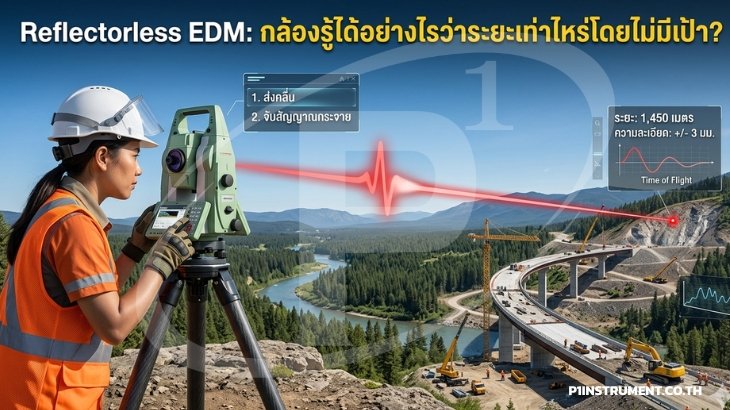 Reflectorless EDM: กล้องรู้ได้อย่างไรว่าระยะเท่าไหร่โดยไม่มีเป้า?