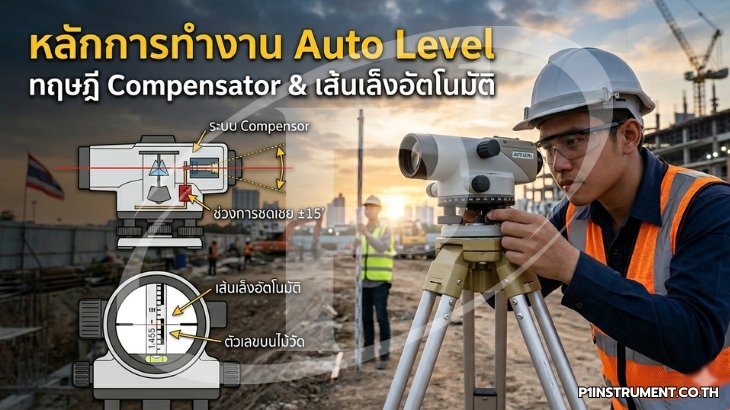 หลักการทำงาน Auto Level: ทฤษฎี Compensator และเส้นเล็งอัตโนมัติ